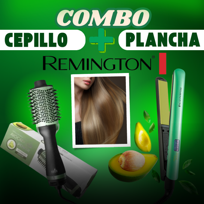 COMBO CEPILLO + PLANCHA AGUACATE REMINGTON AGUACATE